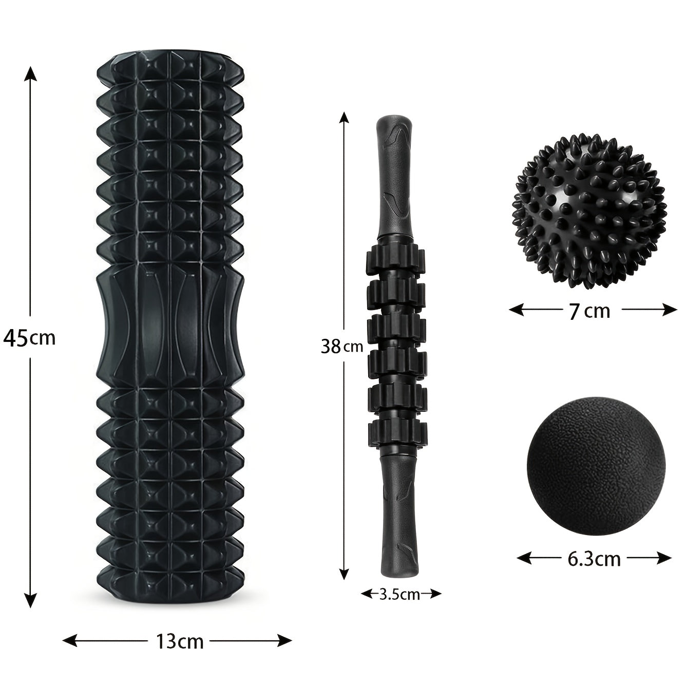 Massage Set – Foam Roller, Stok & Ballen voor HerstelMassage Set: Foam Roller, stok en ballen voor herstel